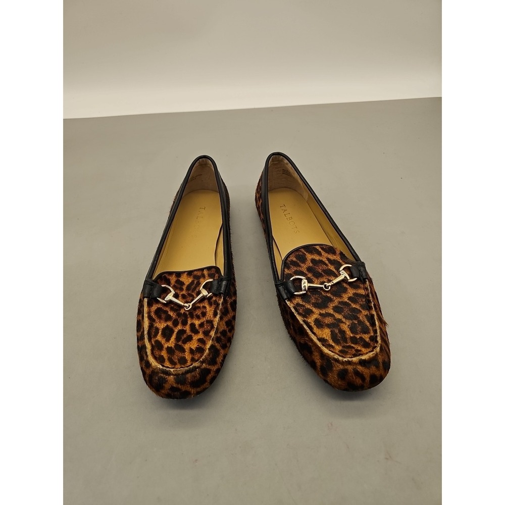 Talbots Women's Shoes Leopard Print Cow Leather Slip On Platform Sz 8 1/2